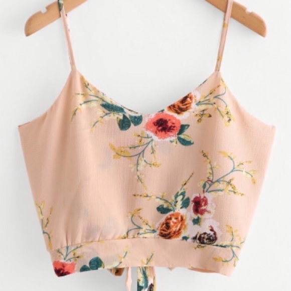 NEW Cream Floral Crop Top - Picture 4 of 7